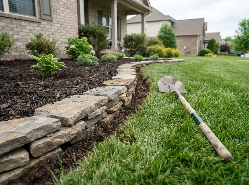 Custom stone garden bed edging Custom stone garden bed edging