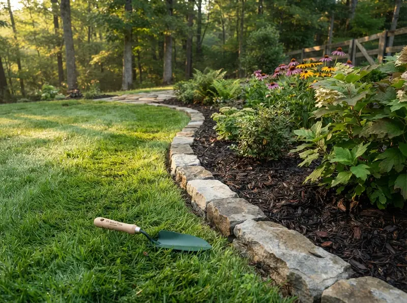 Professional stone landscape edging in Antioch