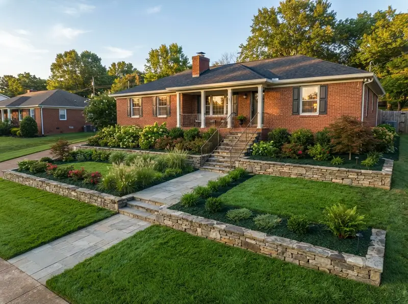 Newly installed functional residential landscape