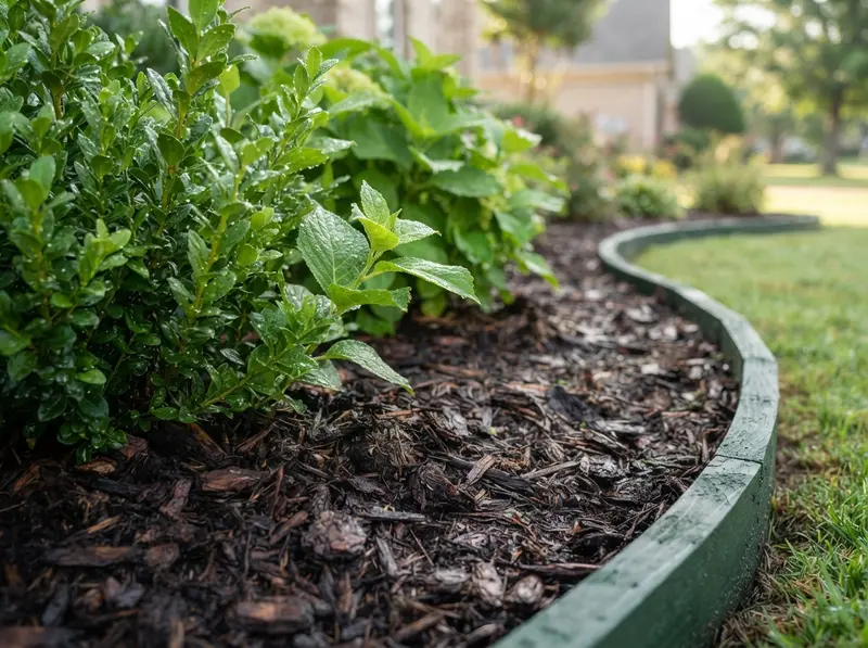 Fresh organic mulch for moisture retention Fresh organic mulch for moisture retention