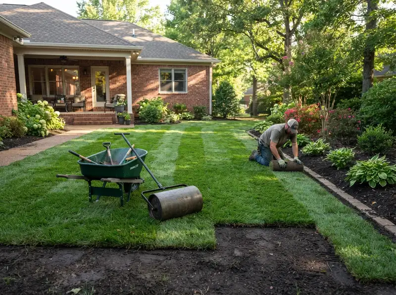 New sod installation in Antioch yard New sod installation in Antioch yard